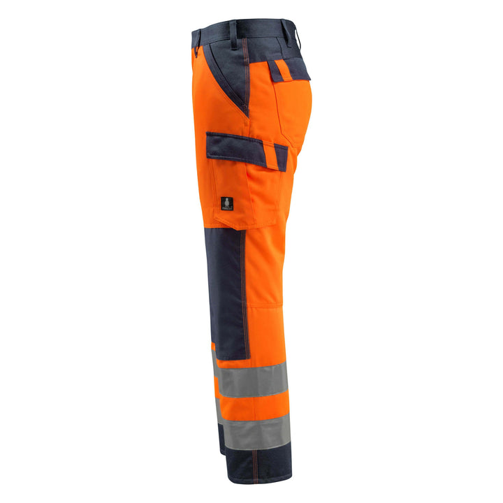 Mascot Maitland Hi-Vis Trousers 15979-948 Right #colour_hi-vis-orange-dark-navy-blue