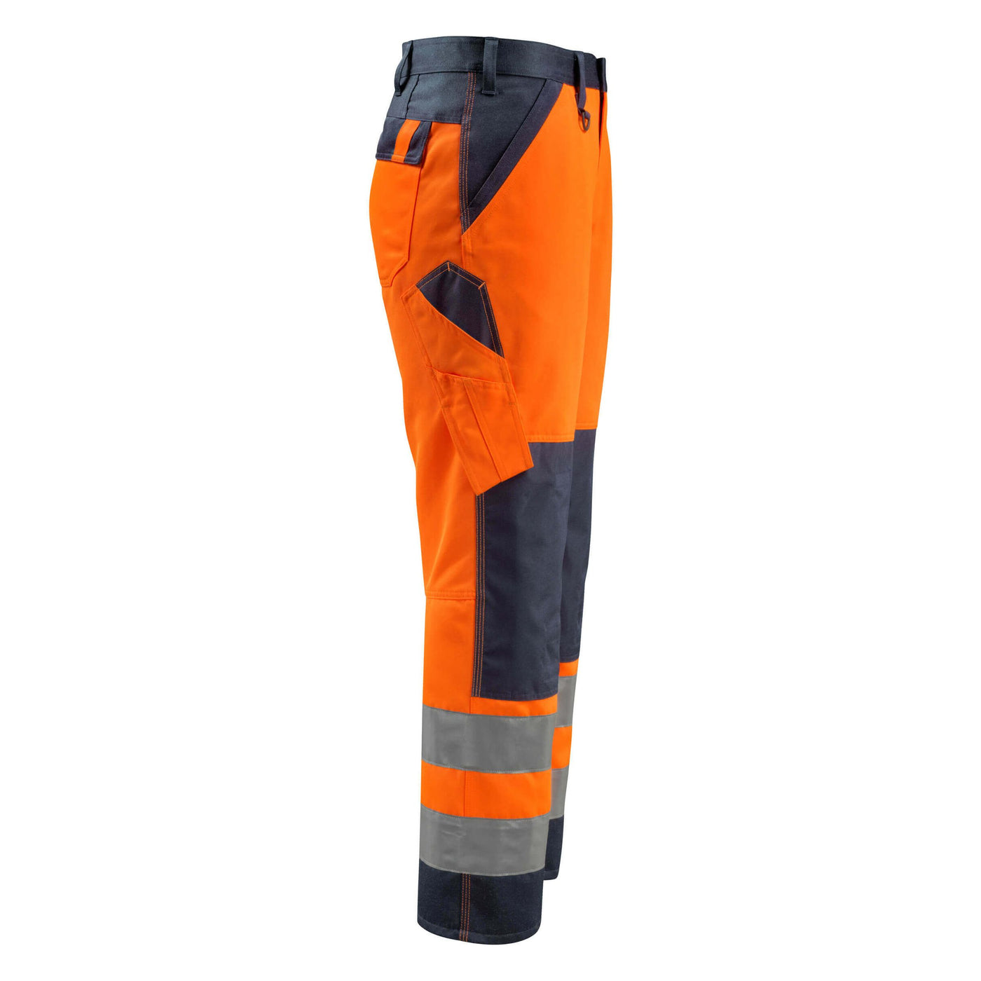 Mascot Maitland Hi-Vis Trousers 15979-948 Left #colour_hi-vis-orange-dark-navy-blue