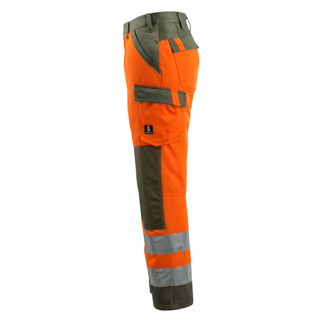 Mascot Maitland Hi-Vis Trousers 15979-948 Right #colour_hi-vis-orange-moss-green