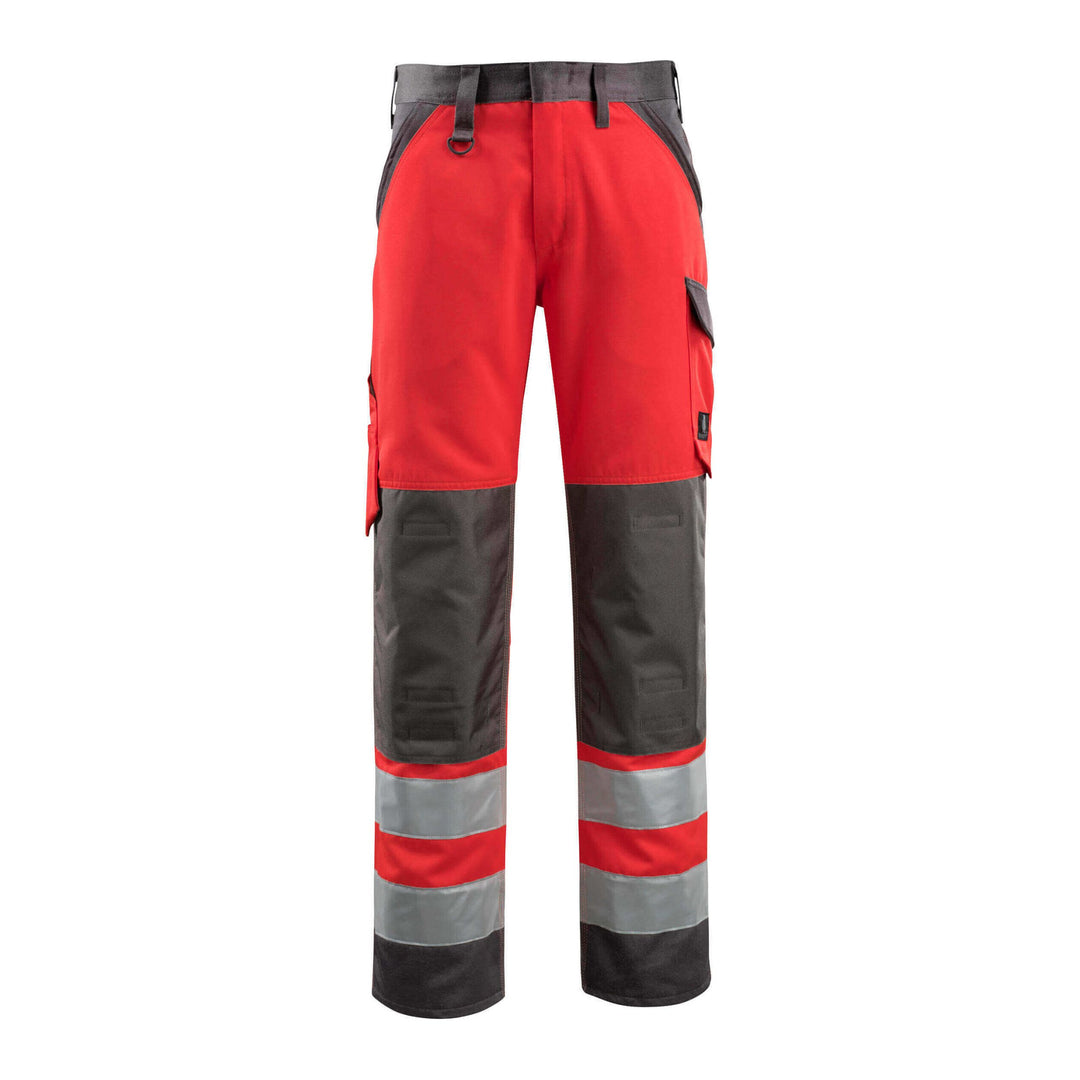 Mascot Maitland Hi-Vis Trousers 15979-948 Front #colour_hi-vis-red-dark-anthracite-grey