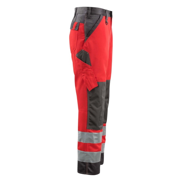 Mascot Maitland Hi-Vis Trousers 15979-948 Left #colour_hi-vis-red-dark-anthracite-grey