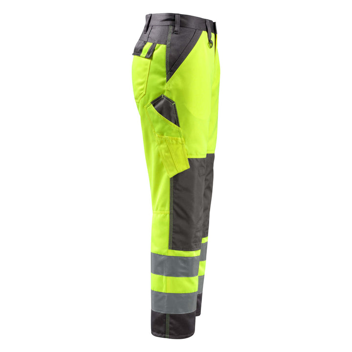 Mascot Maitland Hi-Vis Trousers 15979-948 Left #colour_hi-vis-yellow-dark-anthracite-grey