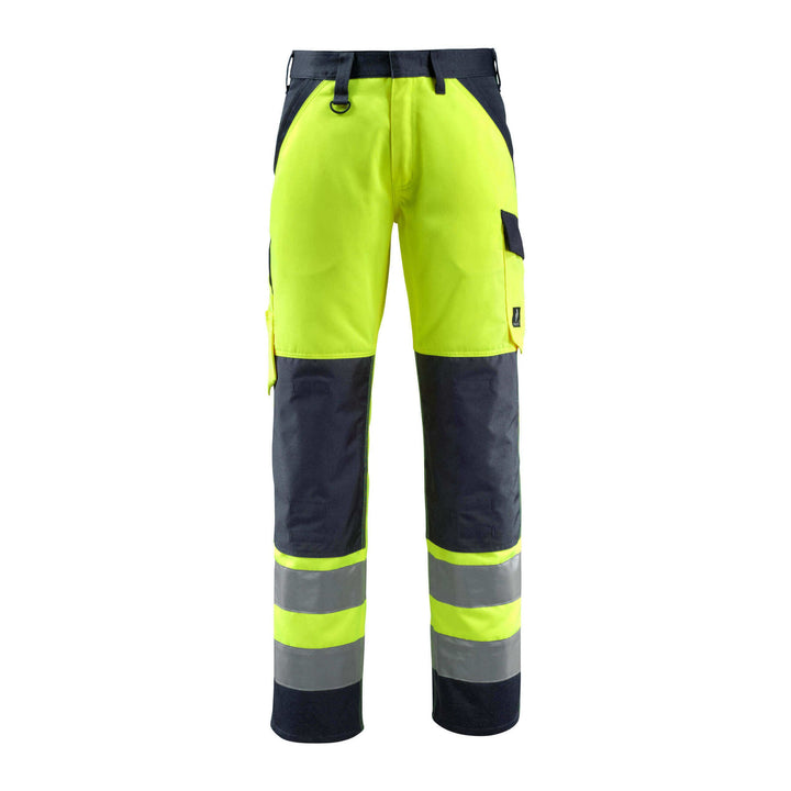 Mascot Maitland Hi-Vis Trousers 15979-948 Front #colour_hi-vis-yellow-dark-navy-blue