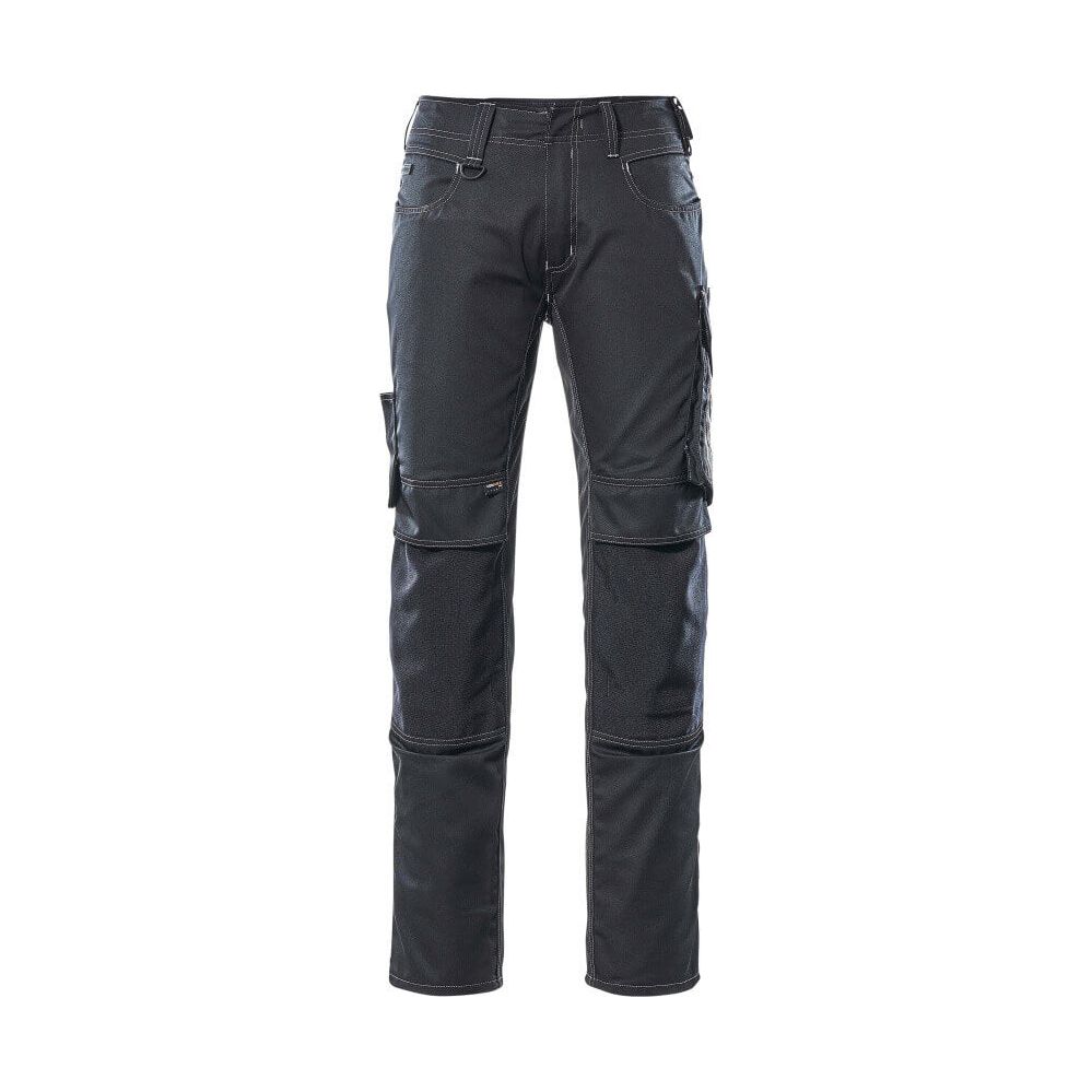 Mascot Mannheim Work Trousers Kneepad-Pockets 12679-442 Front #colour_black-dark-anthracite-grey