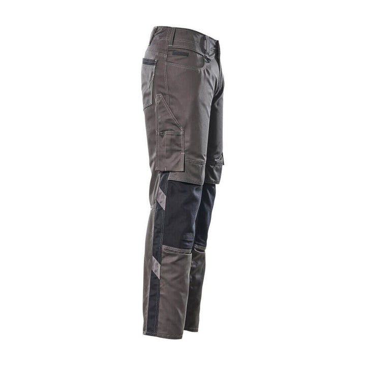 Mascot Mannheim Work Trousers Kneepad-Pockets 12679-442 Left #colour_dark-anthracite-grey-black