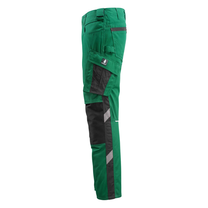 Mascot Mannheim Work Trousers Kneepad-Pockets 12679-442 Right #colour_green-black