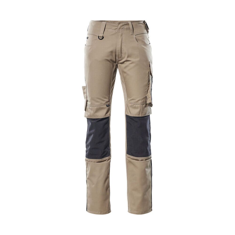 Mascot Mannheim Work Trousers Kneepad-Pockets 12679-442 Front #colour_light-khaki-black