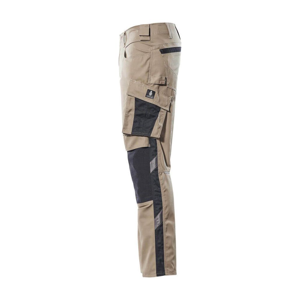 Mascot Mannheim Work Trousers Kneepad-Pockets 12679-442 Right #colour_light-khaki-black