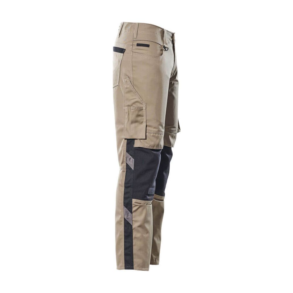 Mascot Mannheim Work Trousers Kneepad-Pockets 12679-442 Left #colour_light-khaki-black