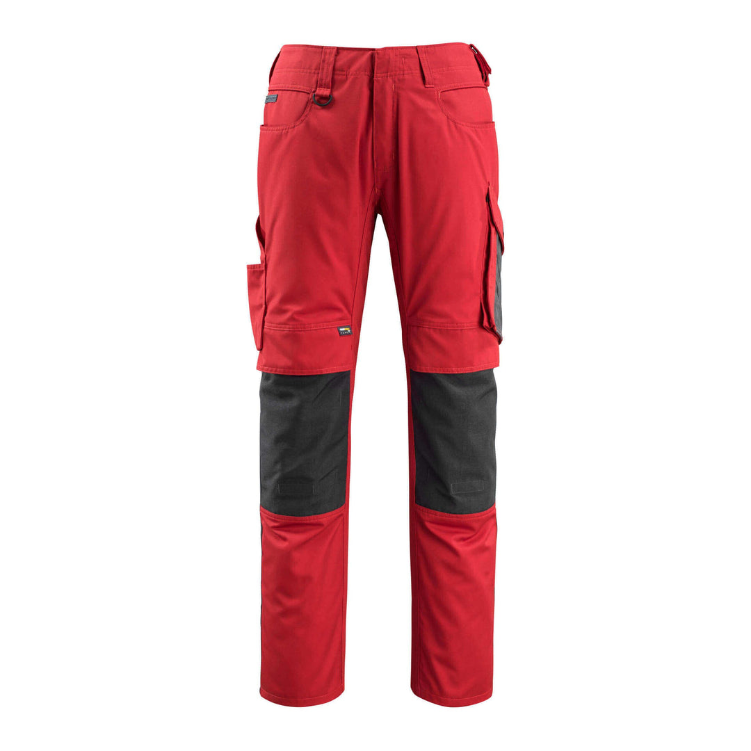 Mascot Mannheim Work Trousers Kneepad-Pockets 12679-442 Front #colour_red-black