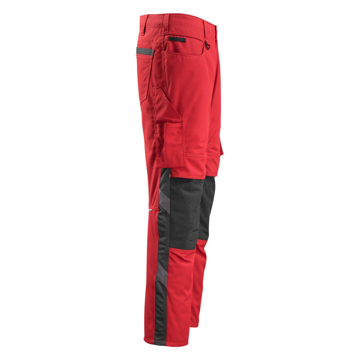 Mascot Mannheim Work Trousers Kneepad-Pockets 12679-442 Left #colour_red-black