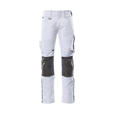Mascot Mannheim Work Trousers Kneepad-Pockets 12679-442 Front #colour_white-dark-anthracite-grey