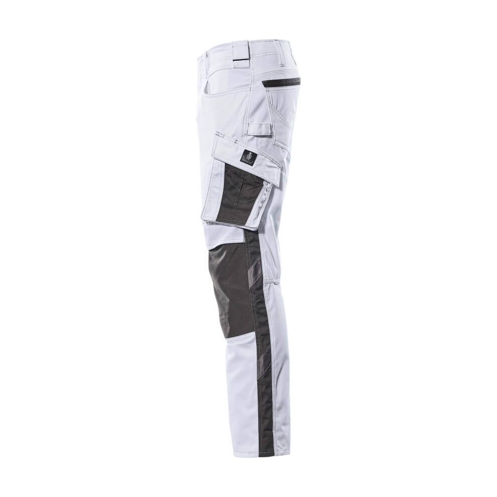 Mascot Mannheim Work Trousers Kneepad-Pockets 12679-442 Right #colour_white-dark-anthracite-grey