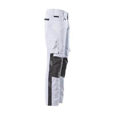 Mascot Mannheim Work Trousers Kneepad-Pockets 12679-442 Left #colour_white-dark-anthracite-grey