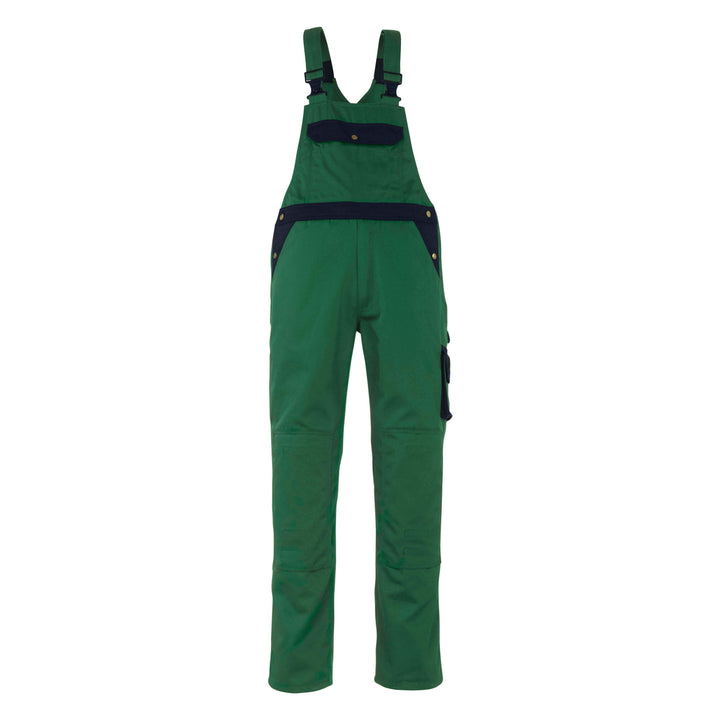 Mascot Milano Bib Brace Overall 00969-430 Front #colour_green-navy-blue