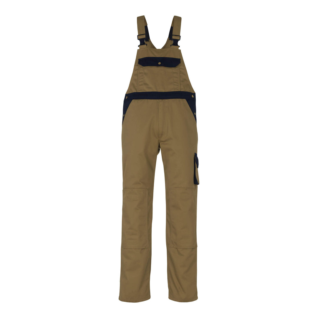 Mascot Milano Bib Brace Overall 00969-430 Front #colour_khaki-navy-blue