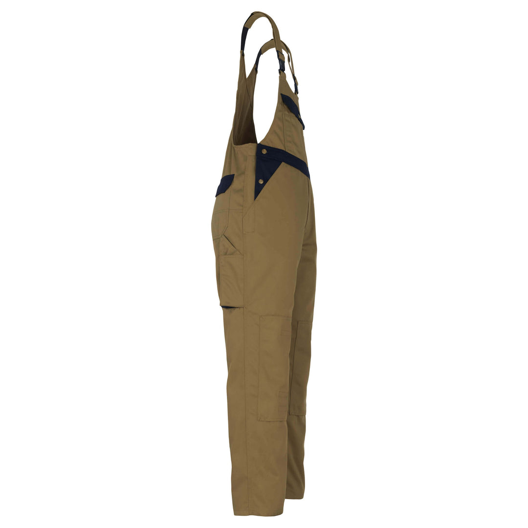 Mascot Milano Bib Brace Overall 00969-430 Left #colour_khaki-navy-blue