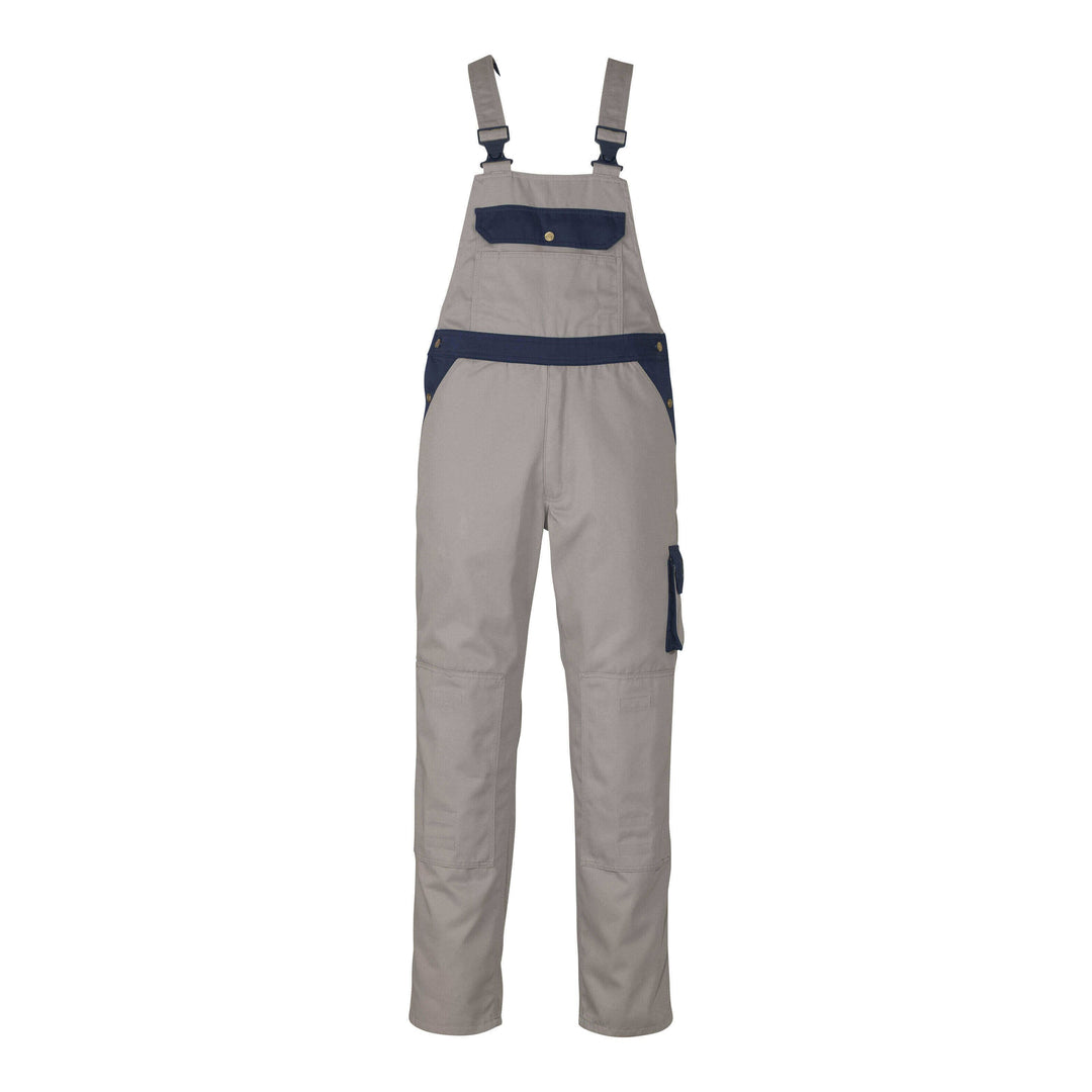 Mascot Milano Bib Brace Overall 00969-430 Front #colour_light-grey-navy-blue