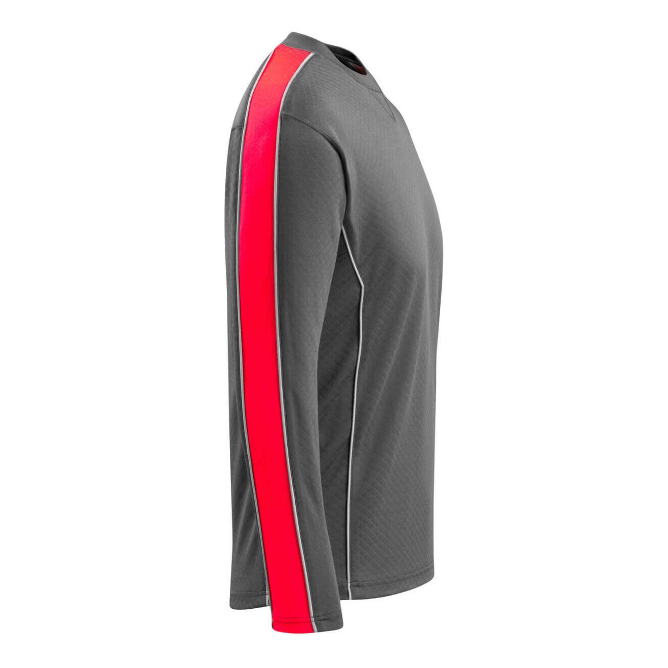 Mascot Montilla Long-Sleeved T-shirt 50128-933 Left #colour_dark-anthracite-grey-hi-vis-red