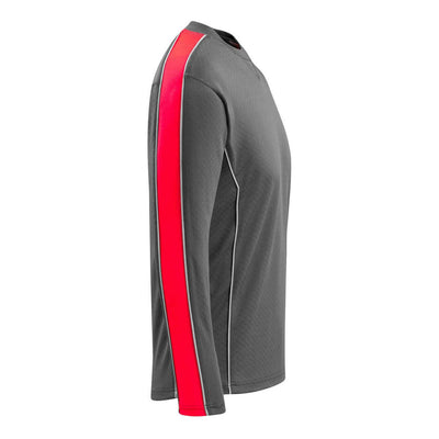 Mascot Montilla Long-Sleeved T-shirt 50128-933 Left #colour_dark-anthracite-grey-hi-vis-red