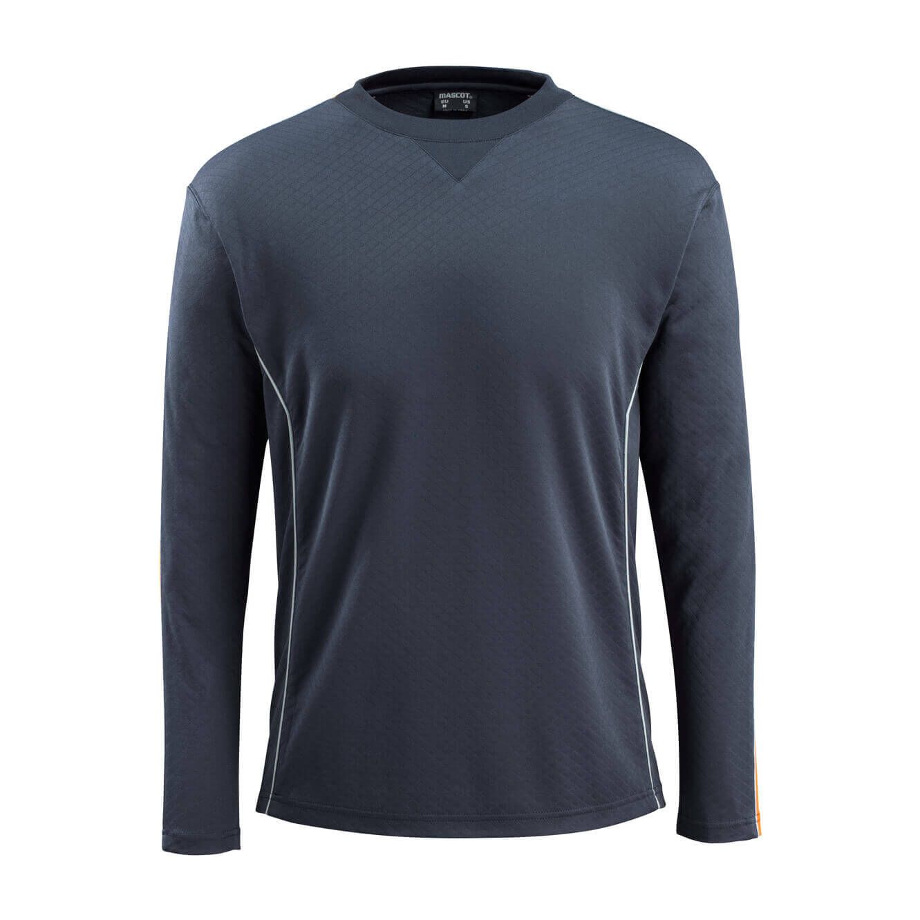 Mascot Montilla Long-Sleeved T-shirt 50128-933 Front #colour_dark-navy-blue-hi-vis-orange