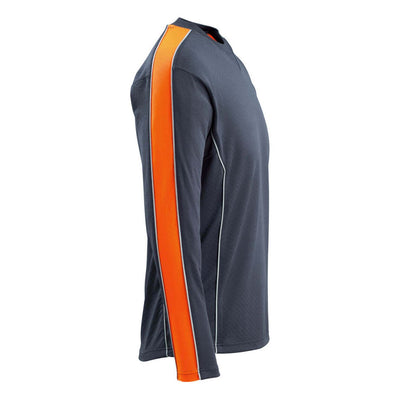 Mascot Montilla Long-Sleeved T-shirt 50128-933 Left #colour_dark-navy-blue-hi-vis-orange