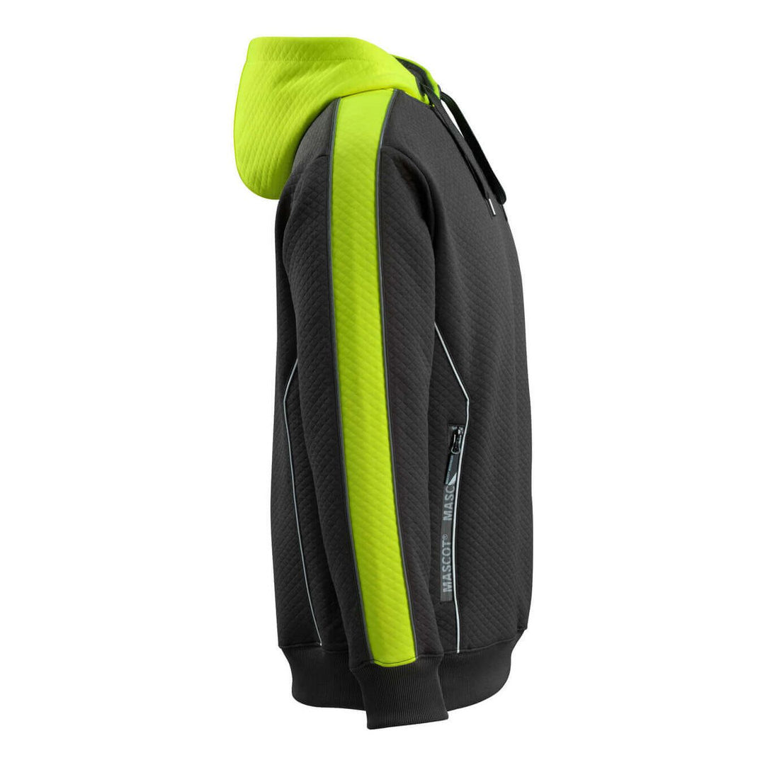 Mascot Motril Work Hoodie 50124-932 Left #colour_black-hi-vis-yellow