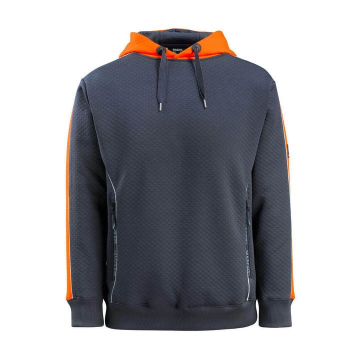 Mascot Motril Work Hoodie 50124-932 Front #colour_dark-navy-blue-hi-vis-orange