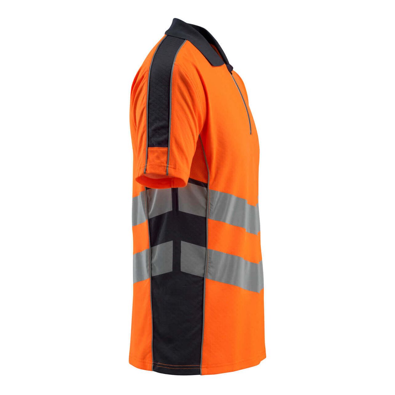 Mascot Murton Hi-Vis Polo shirt 50130-933 Left #colour_hi-vis-orange-dark-navy-blue