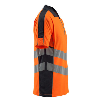 Mascot Murton Hi-Vis Polo shirt 50130-933 Left #colour_hi-vis-orange-dark-navy-blue