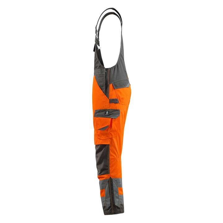 Mascot Newcastle Hi-Vis Bib-Brace Overall 15569-860 Right #colour_hi-vis-orange-dark-anthracite-grey