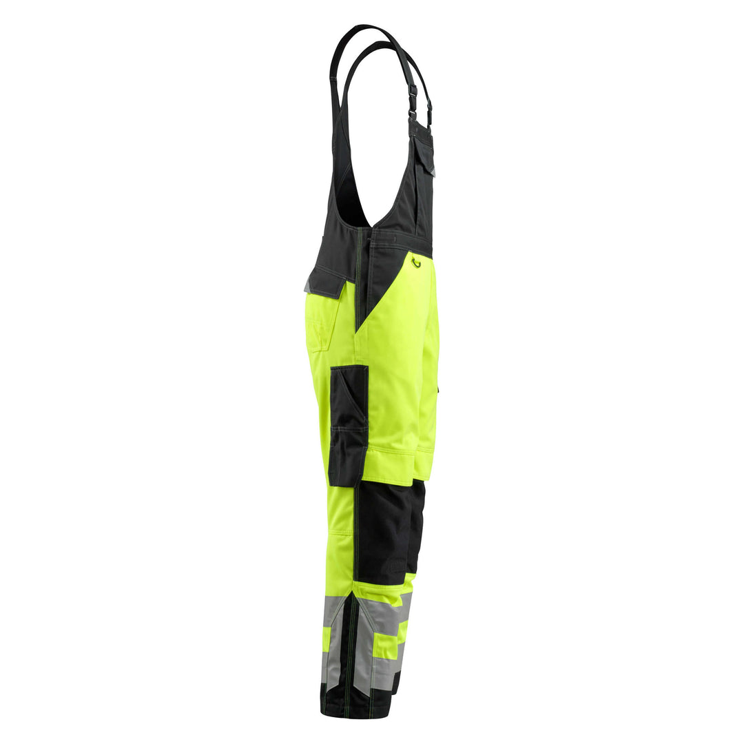 Mascot Newcastle Hi-Vis Bib-Brace Overall 15569-860 Left #colour_hi-vis-yellow-black