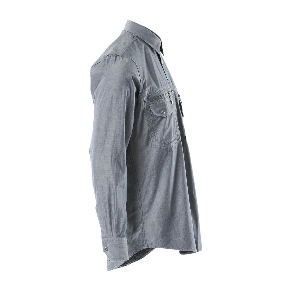 Mascot Norwood Chambray Shirt Denim-Look 17304-325 Left #colour_washed-dark-blue-denim