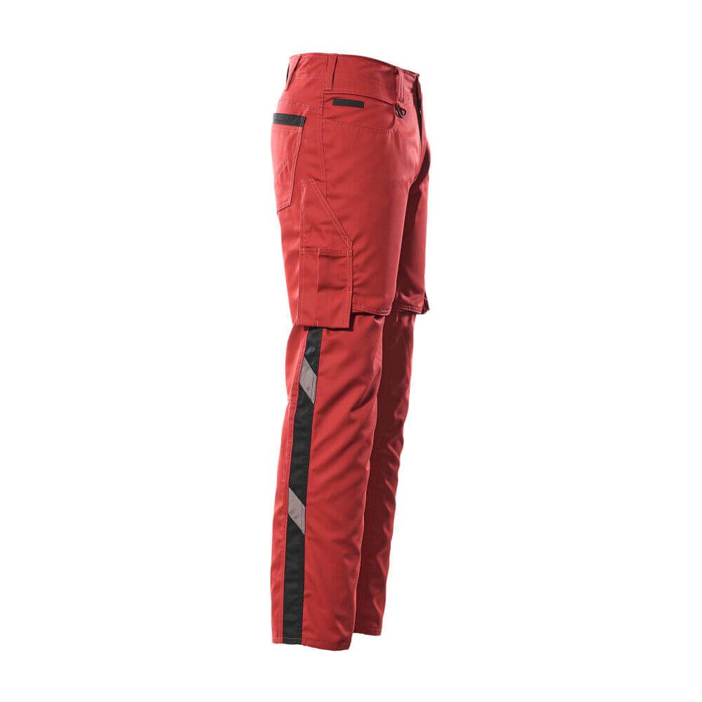 Mascot Oldenburg Work Trousers Thigh-Pockets 12579-442 Left #colour_red-black