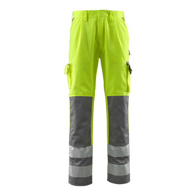 Mascot Olinda Hi-Vis Work Trousers 07179-470 Front #colour_hi-vis-yellow-anthracite-grey