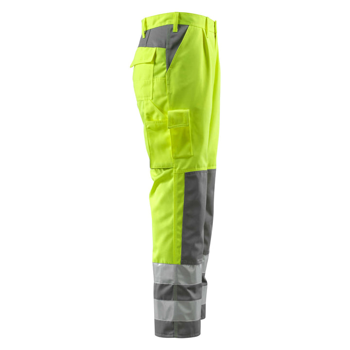 Mascot Olinda Hi-Vis Work Trousers 07179-470 Left #colour_hi-vis-yellow-anthracite-grey