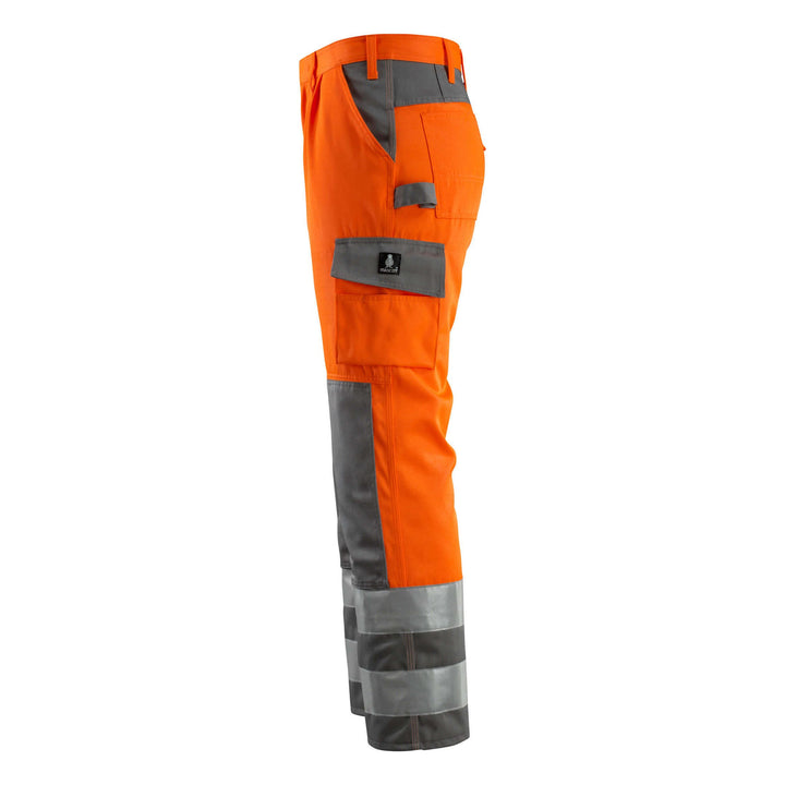 Mascot Olinda Hi-Vis Work Trousers 07179-860 Right #colour_hi-vis-orange-anthracite-grey