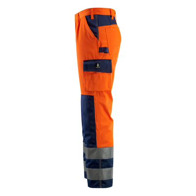 Mascot Olinda Hi-Vis Work Trousers 07179-860 Right #colour_hi-vis-orange-navy-blue