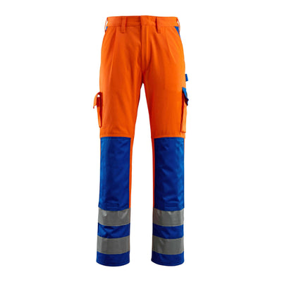 Mascot Olinda Hi-Vis Work Trousers 07179-860 Front #colour_hi-vis-orange-royal-blue
