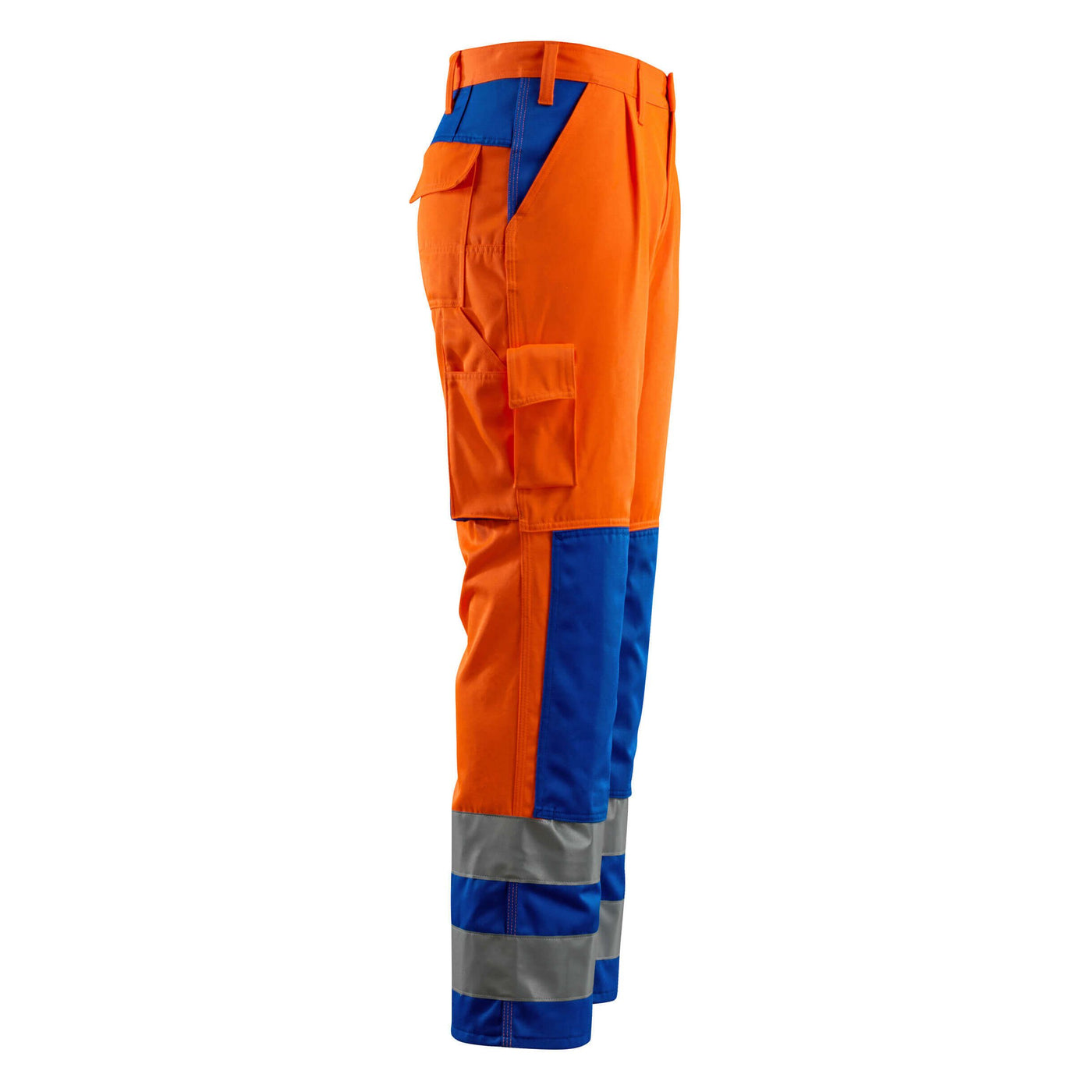 Mascot Olinda Hi-Vis Work Trousers 07179-860 Left #colour_hi-vis-orange-royal-blue