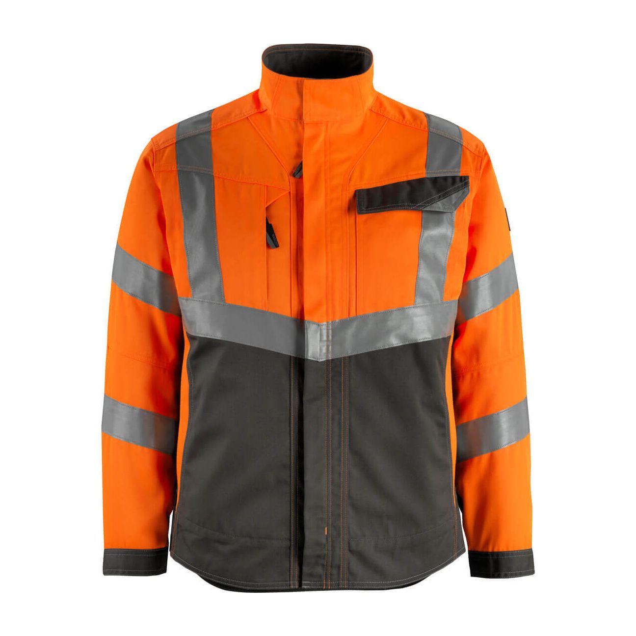Mascot Oxford Hi-Vis Work Jacket 15509-860 Front #colour_hi-vis-orange-dark-anthracite-grey