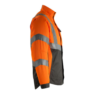 Mascot Oxford Hi-Vis Work Jacket 15509-860 Left #colour_hi-vis-orange-dark-anthracite-grey