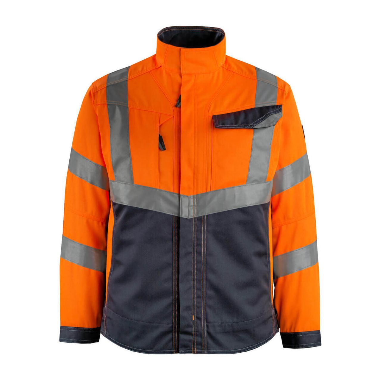 Mascot Oxford Hi-Vis Work Jacket 15509-860 Front #colour_hi-vis-orange-dark-navy-blue