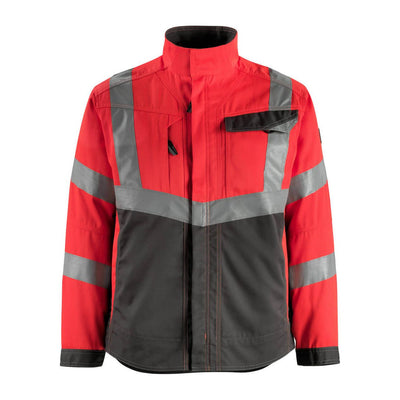 Mascot Oxford Hi-Vis Work Jacket 15509-860 Front #colour_hi-vis-red-dark-anthracite-grey
