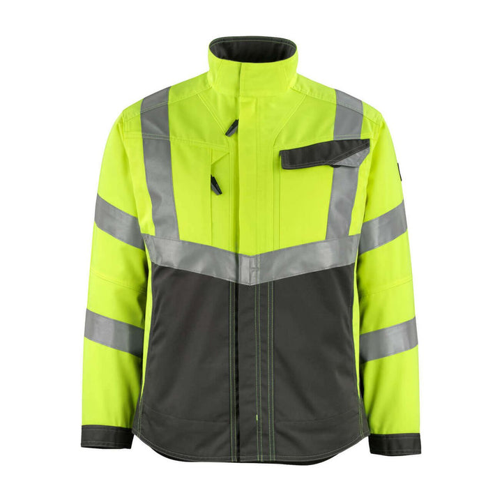 Mascot Oxford Hi-Vis Work Jacket 15509-860 Front #colour_hi-vis-yellow-dark-anthracite-grey