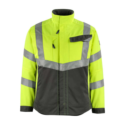 Mascot Oxford Hi-Vis Work Jacket 15509-860 Front #colour_hi-vis-yellow-dark-anthracite-grey