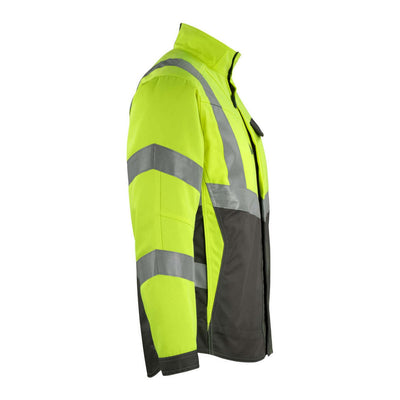 Mascot Oxford Hi-Vis Work Jacket 15509-860 Left #colour_hi-vis-yellow-dark-anthracite-grey