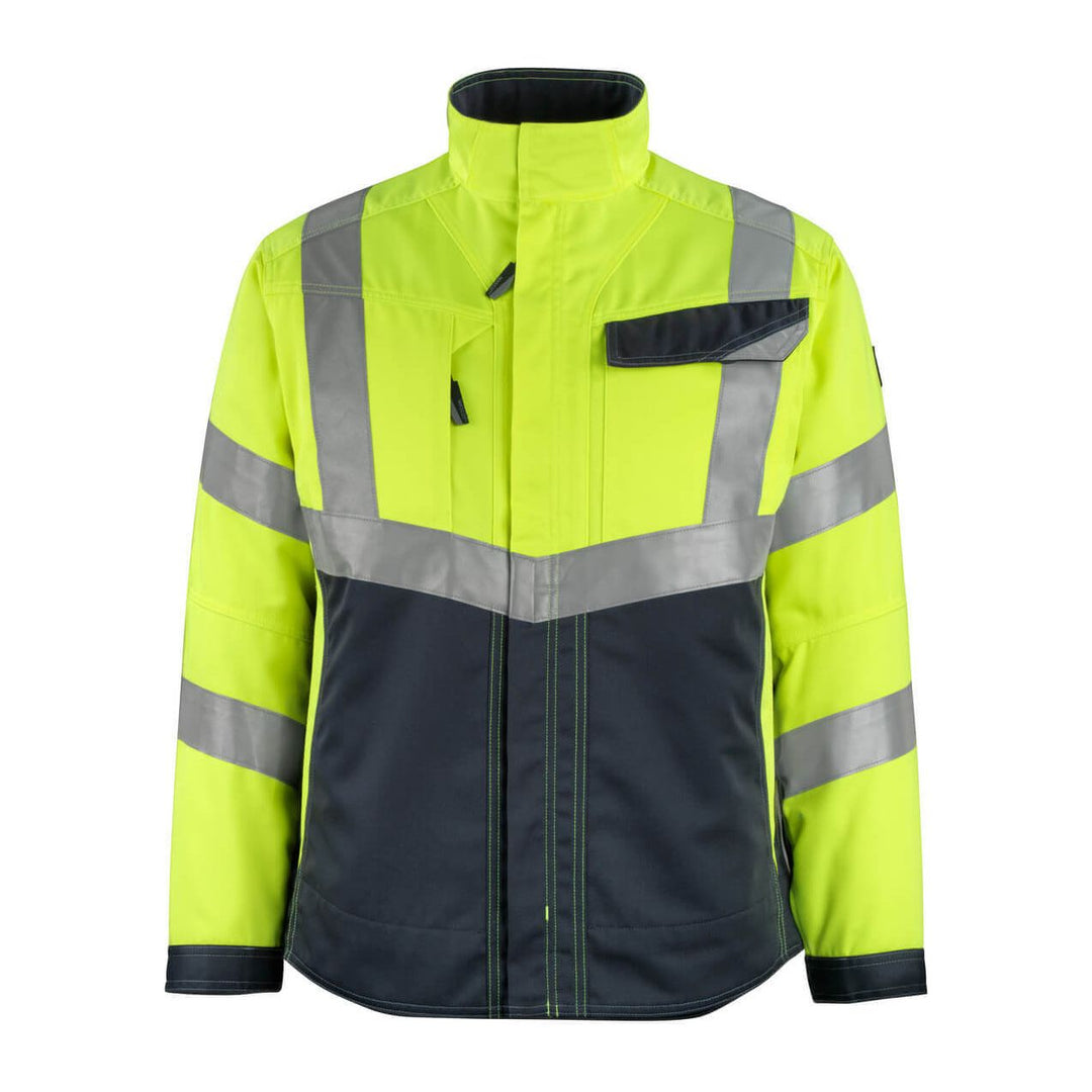 Mascot Oxford Hi-Vis Work Jacket 15509-860 Front #colour_hi-vis-yellow-dark-navy-blue