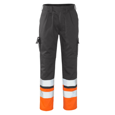 Mascot Patos Hi-Vis Work Trousers 12379-430 Front #colour_anthracite-grey-hi-vis-orange
