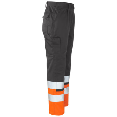 Mascot Patos Hi-Vis Work Trousers 12379-430 Left #colour_anthracite-grey-hi-vis-orange